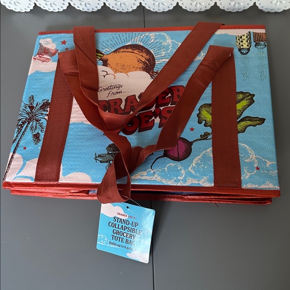 NWT Trader Joe's Collapsible Grocery Reusable Tote Bag - Picture 7 of 15